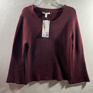 Edited by Hunter McGrady Women's Pearl Trim Sweater L Burgundy NWT